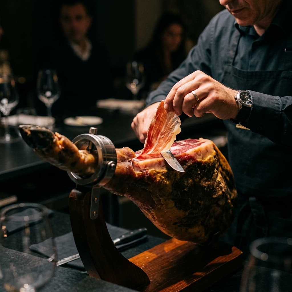 Corte de jamón a cuchillo